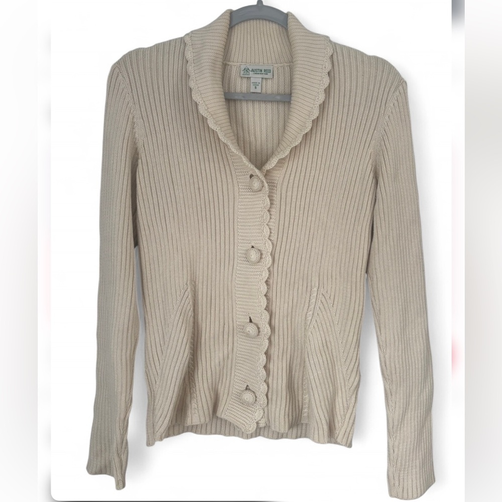 Austin Reed Beige Ribbed Cardigan - Picture 3 of 6